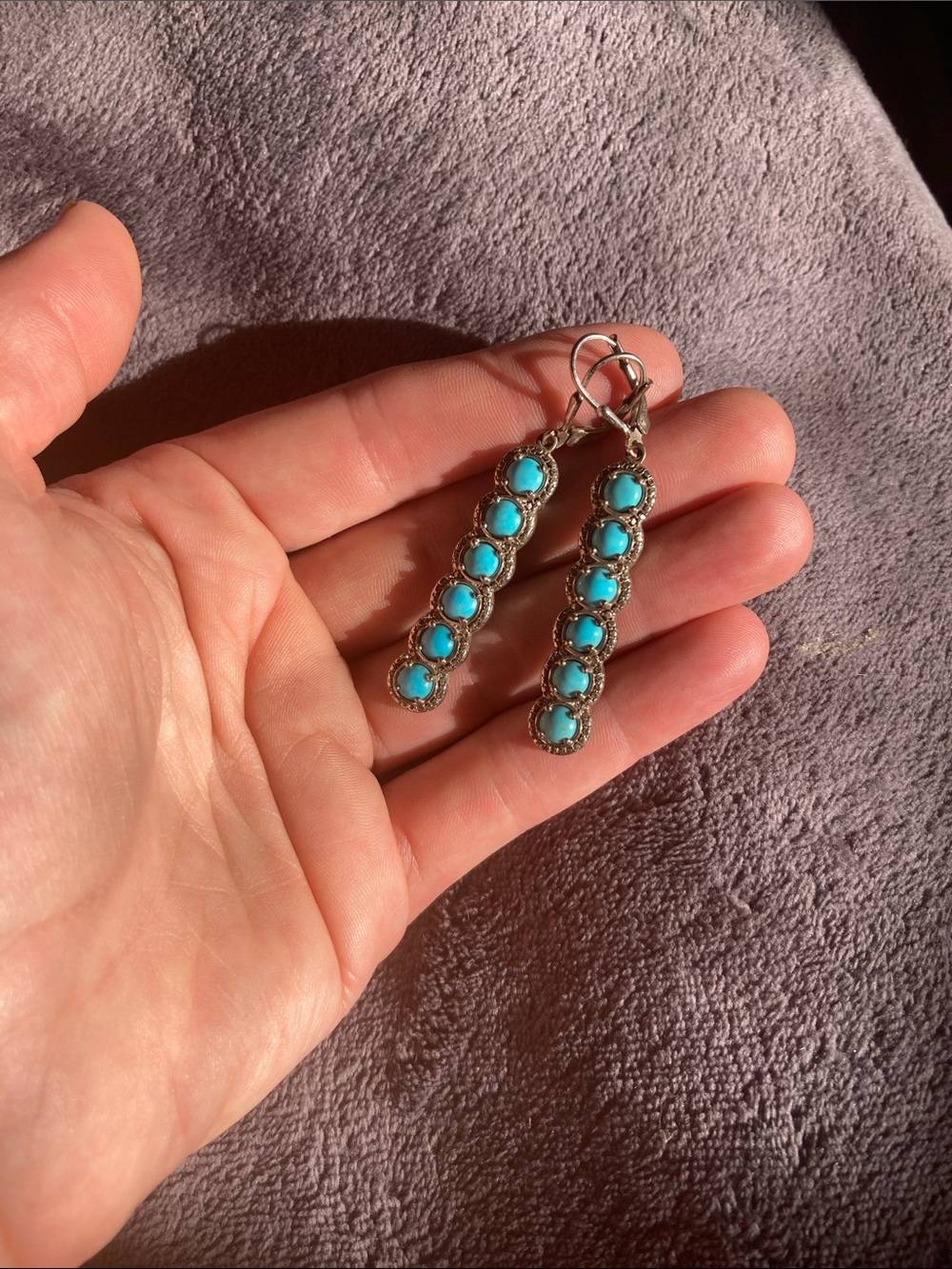 Sleeping beauty turquoise in sterling silver earrings